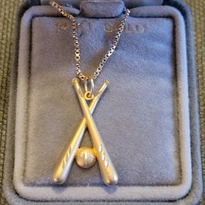 Gold baseball necklace